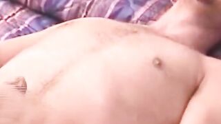 American amateur with a goatee jerking off with power