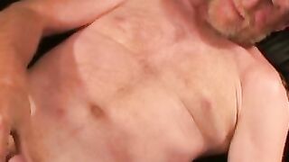 Hairy amateur makes his uncut cock spill warm jizz