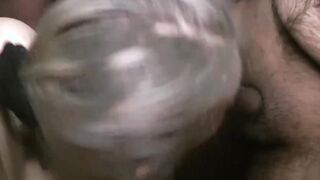 Naughty ladies slurping throbbing dicks at hot bukkake party