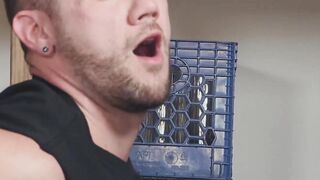Horny jocks hardcore bareback fuck in storage room