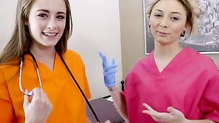 Chloe Temple and her friend Kyler Quinn dress inside scrubs as they chat about their upcoming nursing exam. Chloe thinks