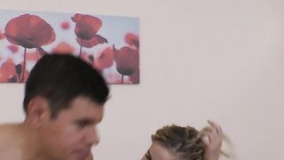 Big breasted MILF bounces on hard dick and receives creampie