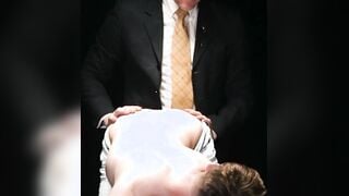 Handsome twink deepthroats cock and anal drilled after