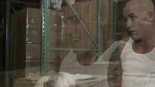 Naughty blonde babe sits her big ass and that fat schlong