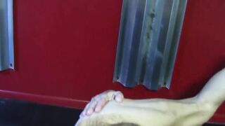 Homo smashes butt of his plaything and cums on his ass