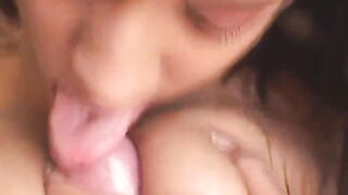 ebony hottie sucks a big white cock
