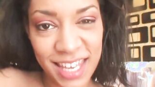 ebony hottie sucks a big white cock