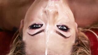 Busty blonde knows how to swallow big hard cocks