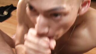 Dick cums inside of pure little Asian twinks mouth