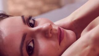 Teasing beauty takes her lingerie off for solo seduction
