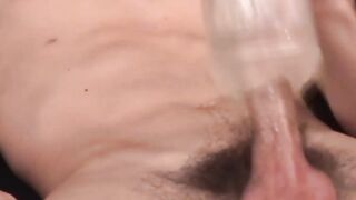 Young dreadlocks fan toys and strokes his throbbing cock