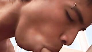 Young Latino gay raw fucking his lover and makes cumshot