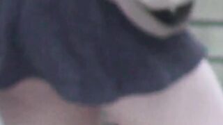 Naughty Japanese babe peeeing hard during broad day light