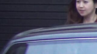 Naughty Japanese babe peeeing hard during broad day light