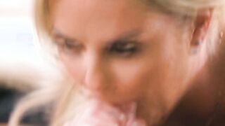 Curvy blonde masseuse milks oily client
