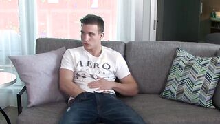 Mike looks into the camera with a sensual look while jerking