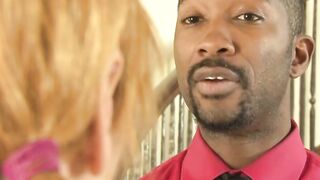 Handsome redhead babe is eager to jump on that black cock