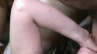 Two babes licking pussy before interracial throatfuck orgy