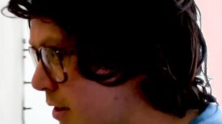 Riley Raven wears erotic lingerie while fucked by nerd