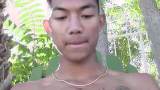Pool solo masturbation session with muscular gaysian jock