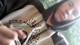 Solo masturbation and cumming with young straight cigar smoker