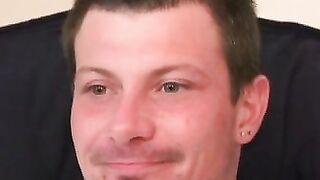 Shaggy gay deviant tugging and twisting oily cock solo