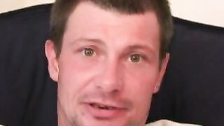 Shaggy gay deviant tugging and twisting oily cock solo
