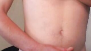 Shaggy gay deviant tugging and twisting oily cock solo