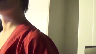 Busty mature babe fingers her pussy solo after shower