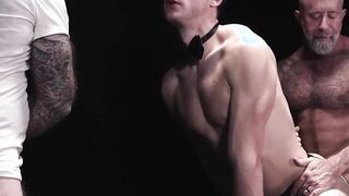 Intense threesome with pale twink and his lovely masters