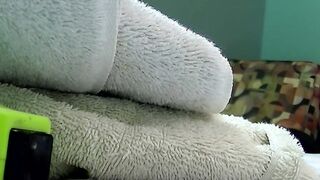 Handsome dude with curly black hair jerking off his big cock