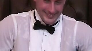 Newly married Davis gets tied down to the chair and tickled