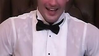 Newly married Davis gets tied down to the chair and tickled