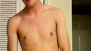 Twink Jeremiah eats Shane's fresh cum through jock strap