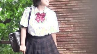 Japanese schoolgirl finds a perfect public place to pee