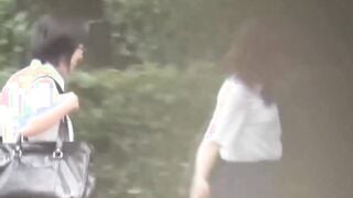 Japanese schoolgirl finds a perfect public place to pee
