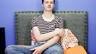 Adorable twink Holden Cross enjoys ass play with a big dildo