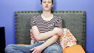 Adorable twink Holden Cross enjoys ass play with a big dildo