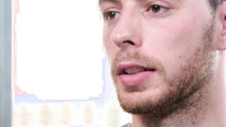 Inked handsome Carter Woods masturbates in interview