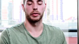 Inked handsome Carter Woods masturbates in interview
