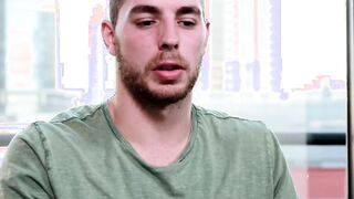 Inked handsome Carter Woods masturbates in interview