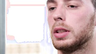 Inked handsome Carter Woods masturbates in interview