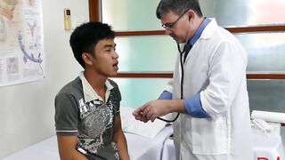Young Asian barebacked during doctors appointment