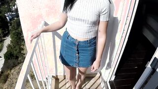 Naughty teenager throated before spreading legs