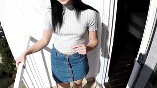 Naughty teenager throated before spreading legs