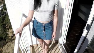 Naughty teenager throated before spreading legs