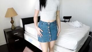Naughty teenager throated before spreading legs