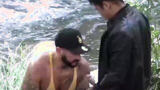 Cute jock rimmed and fucked bareback for hot cum facial