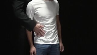 Bottom homo twink ass drilled from behind after anal play