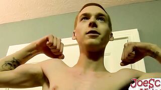 Nerdy dude with glasses jerking off his action starving cock